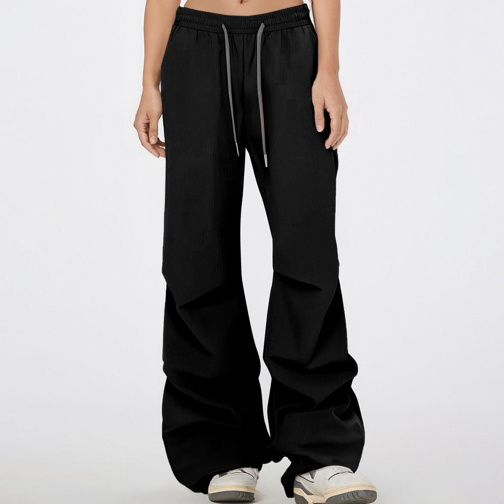Женские новые быстросохнущие брюки парашютисты из ледяного шелка, брюки с широкими штанинами, повседневные однотонные брюки