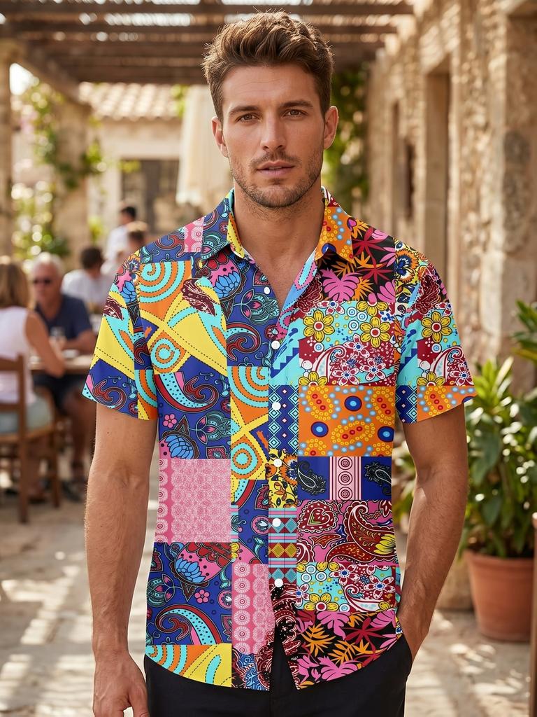 Men's Hawaiian Shirt Vintage 3D Digital Print Men's Casual Shirt Men's Summer Apparel