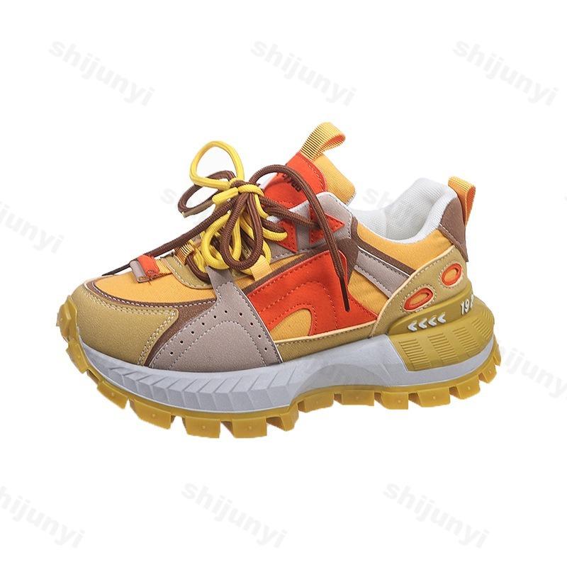 Мода Модный тренд Повседневная обувь на толстой подошве для женщин 2025 Новая осенняя обувь с цветными блоками Удобные универсальные кроссовки на низкой платформе