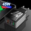 Быстрое зарядное устройство 45 Вт с двумя портами USB QC3.0+PD25 Вт с вилкой EU/US/UK