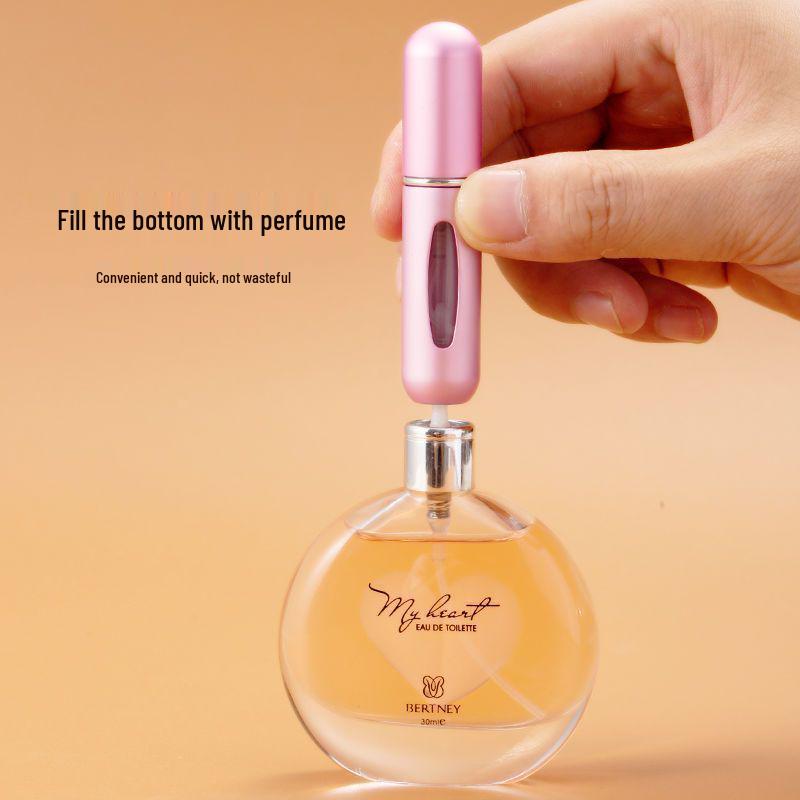 Refillable Press-Type Perfume Atomizer: Portable, High-End, Hydrating, Recyclable, Rotating Transparent Design
