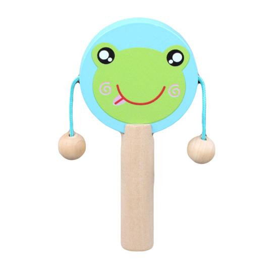 Cartoon Animal Wooden Handheld Musical Rattle Drum Shaker Education Baby Toy