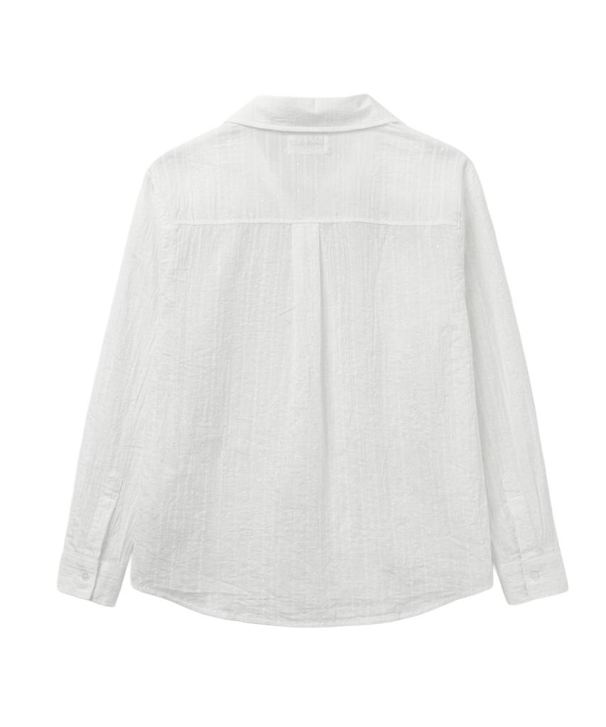 THE GREEN LAB Dot Loose Fit Shirt Top Set [White]