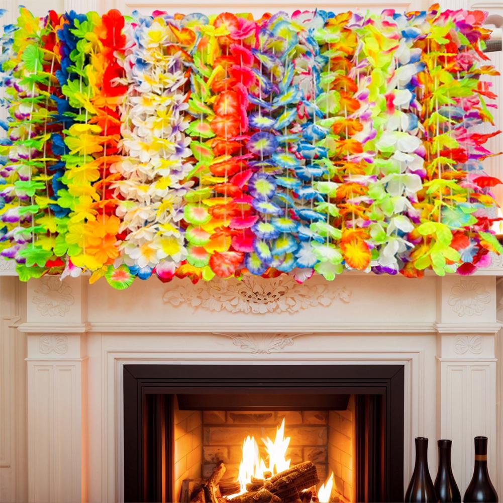 70 Pcs Hawaiian Luau Leis Decorations Supplies -Hibiscus Flowers Necklace Simulation Leaf Tropical Party Decoration Supplies