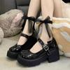 Preppy Style Women's Flats Thick Sole Mary Janes Shoes Basic Black Lolita Shoes Women Japanese Style Patent Y2K Jk Uniform Shoes