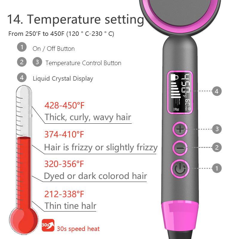Straight Hair Comb Liquid Crystal Display Does Not Hurt Hair Straight Hair Curly Hair Dual-Purpose Splint Electric Curly Hair Comb