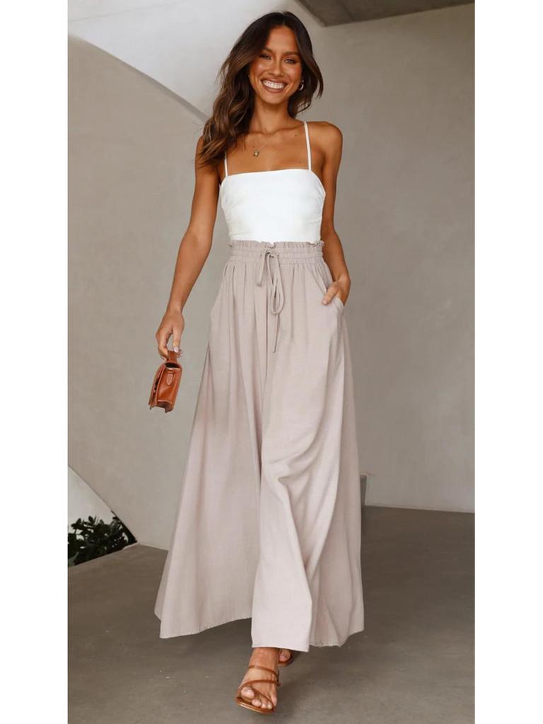 2025 European & American Spring/Summer Women's Loose Wide-Leg Casual Fashion Long Pants