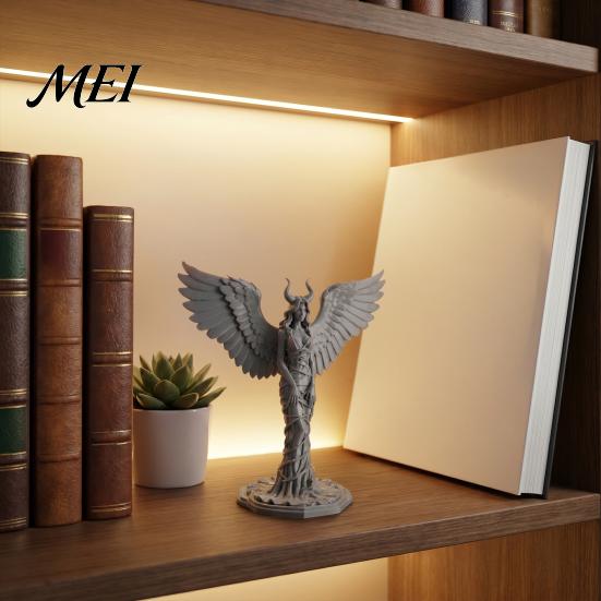 Matte Texture Ornaments Demon Angel Statue, 3D Printed Wings Texture, Devil Fall-Resistant Ornament for Desk Study Entrance Hall Decoration