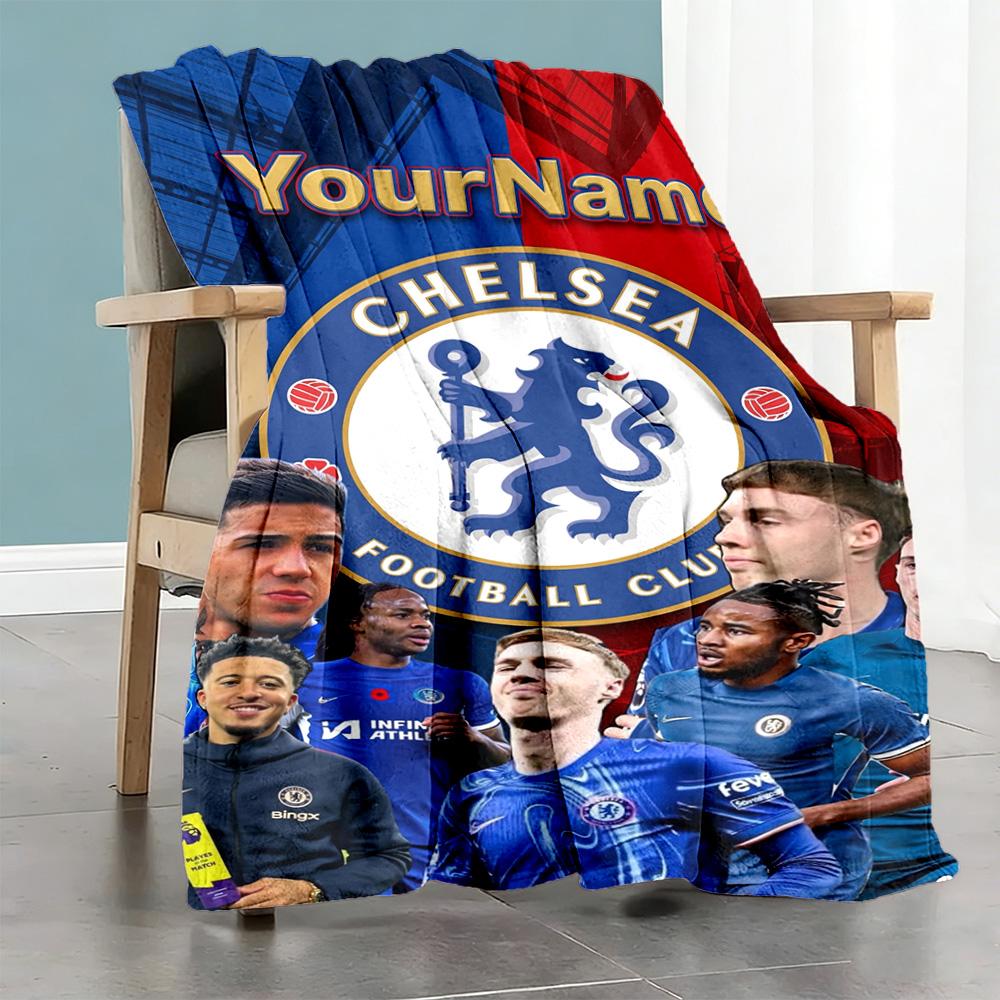 Chelsea Fc Personalized Name Blanket Cozy Personalized Blanket Comfortable Throw For Seaside Living Room Livingroom Office Chair For All Occasions