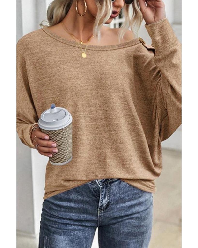 Azura Exchange Button Decor Dolman Sleeve Top