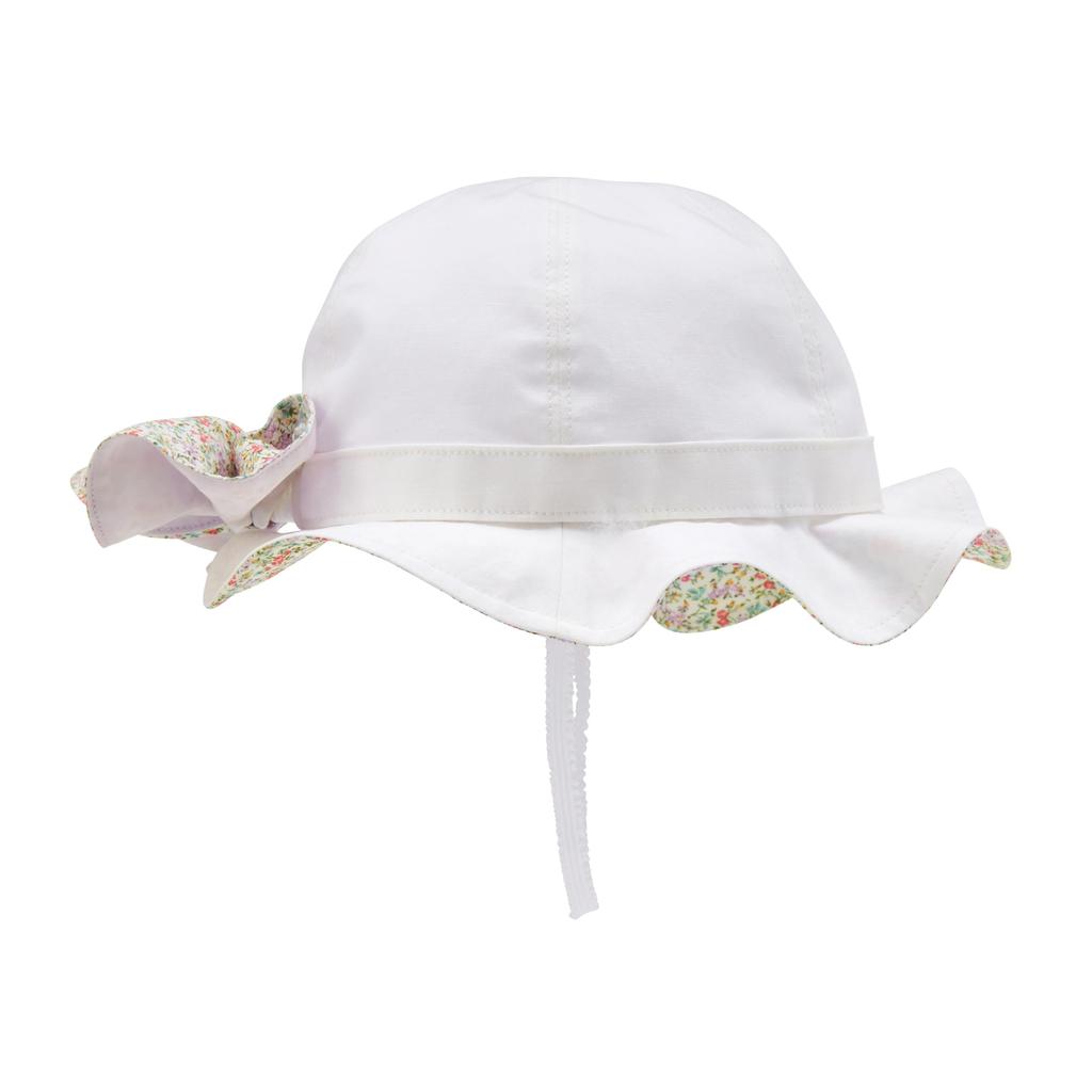 [Miki House] Шляпа, защита от УФ-лучей, с козырьком, 100% хлопок, с резинкой, для девочек, для малышей, для детей, детская одежда, 12-9103-145, M (50-52см), белый