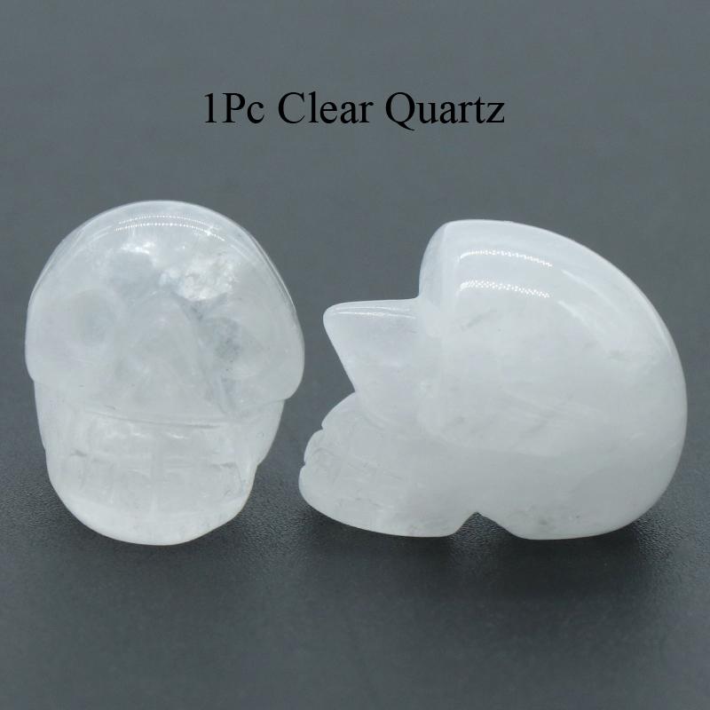 1Pc Natural Stone Carved Skull Natural Crystal Crafts Ornaments Halloween Ghost Festival Decorations Jewelry Furnishings Supplies Gifts 25x20x18 Mm