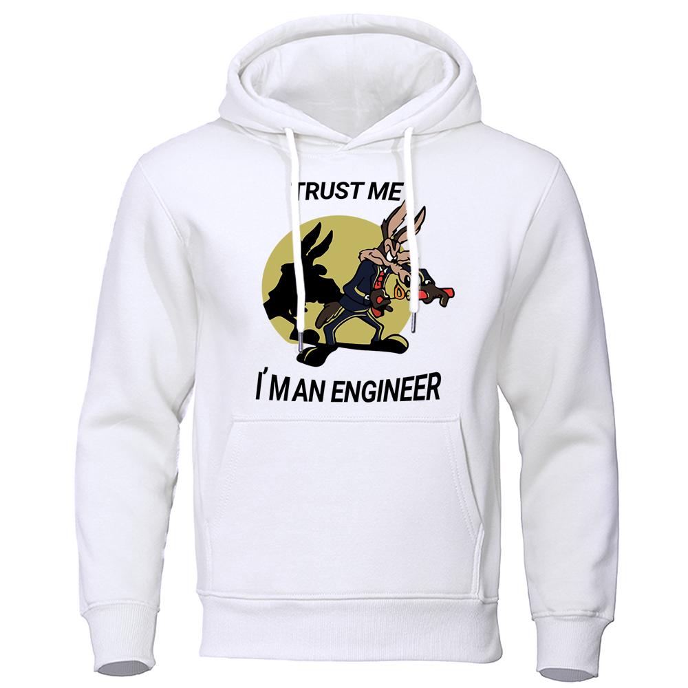 Толстовки с принтом «Trust Me Im An Engineer» для мужчин из чистого флиса, повседневная одежда с круглым вырезом, толстовка с капюшоном для инженеров