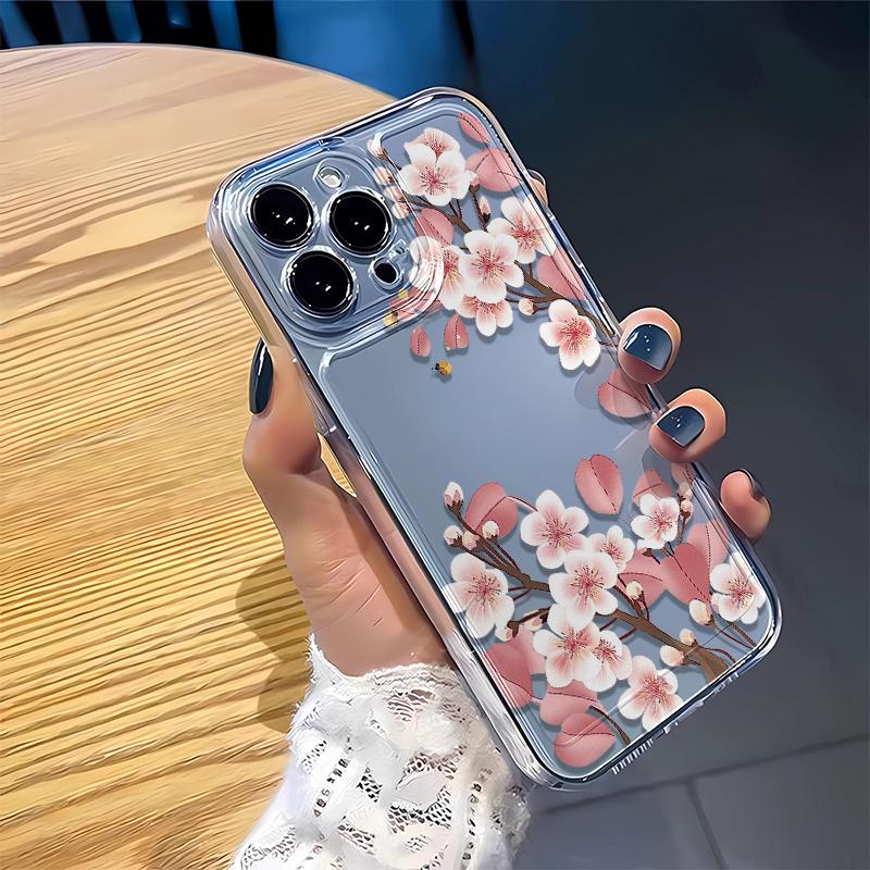 Реалистичный чехол для телефона с узором ветки сакуры для серий iPhone 17 16 15 14 13 12 11 16E Pro Max Plus