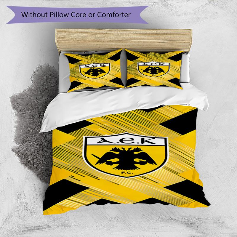 3pcs Duvet Cover Set (1*Duvet Cover + 2*Pillowcase, Without Core), AEK Athens FC Print Bedding Set, Bedroom Decor, All‑Season, Birthday Gift