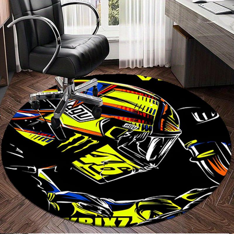 1PC Valentino Rider Round Rug, Non-slip Chair Mat, Home Decor, Circle Carpet Perfect for Office, Bedroom, Living Room,Christmas gift