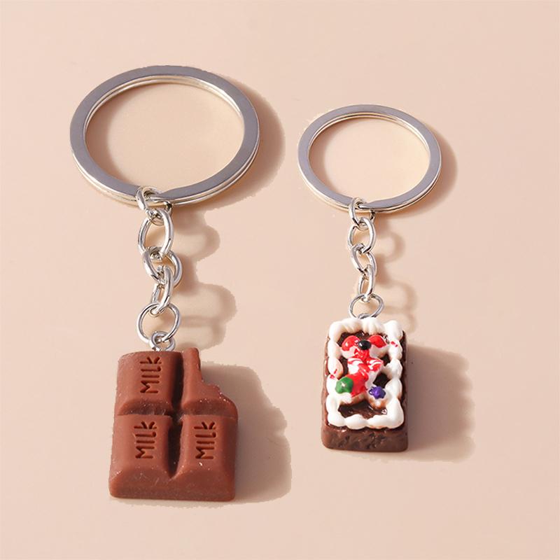 Cute Resin Simulation Food Keychain Cookies Chocolate Key Ring for Car Key Holder Handbag Pendant DIY Jewelry Gifts
