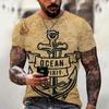 Summer Sailor T-shirt, Anchor Men's 3D Neckline Short-sleeved T-shirt