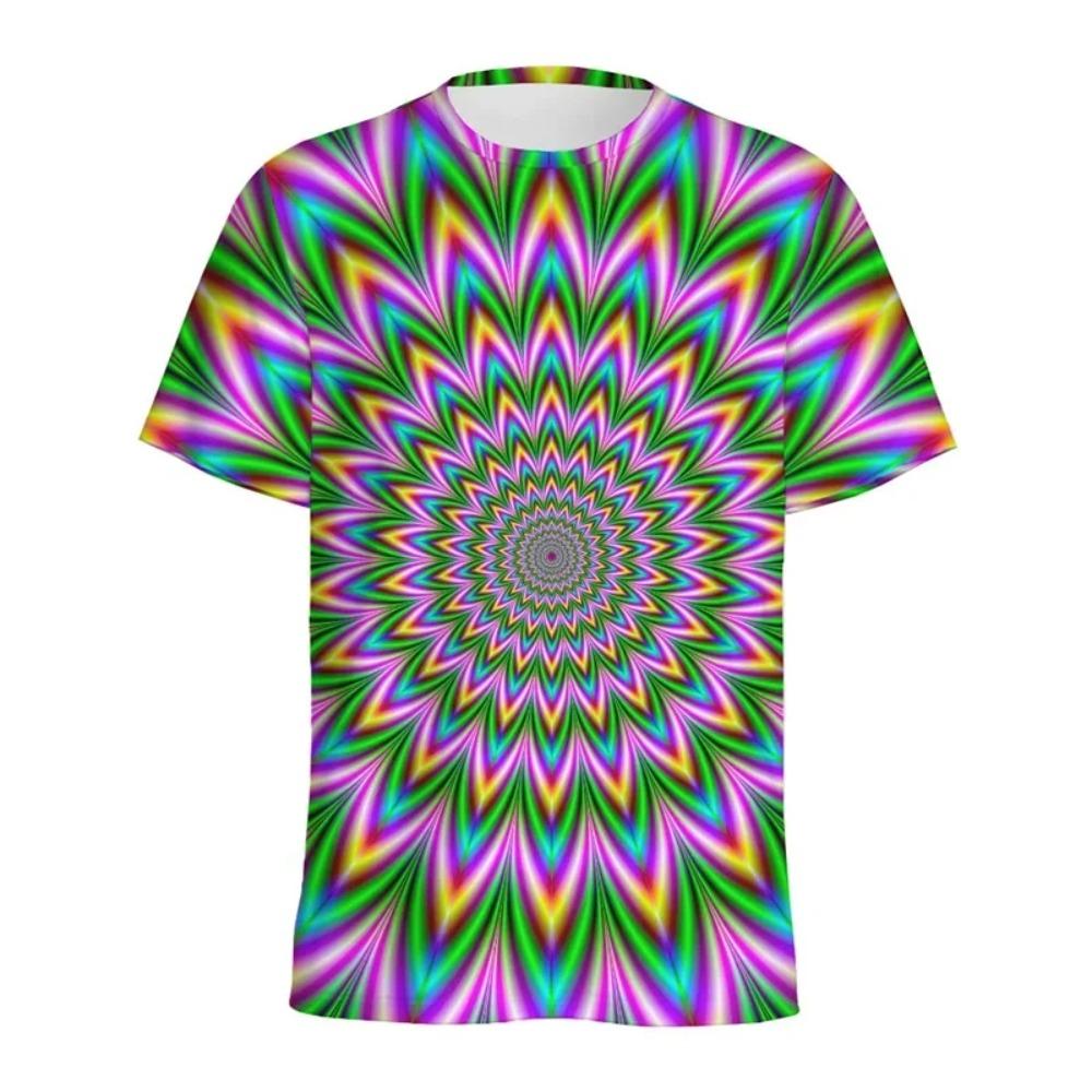Summer Spiral Dizzy Pattern T Shirt For Men Casual Round Neck Short Sleeve Tee Tops 3d Printed Optical Illusion T Shirts Tops