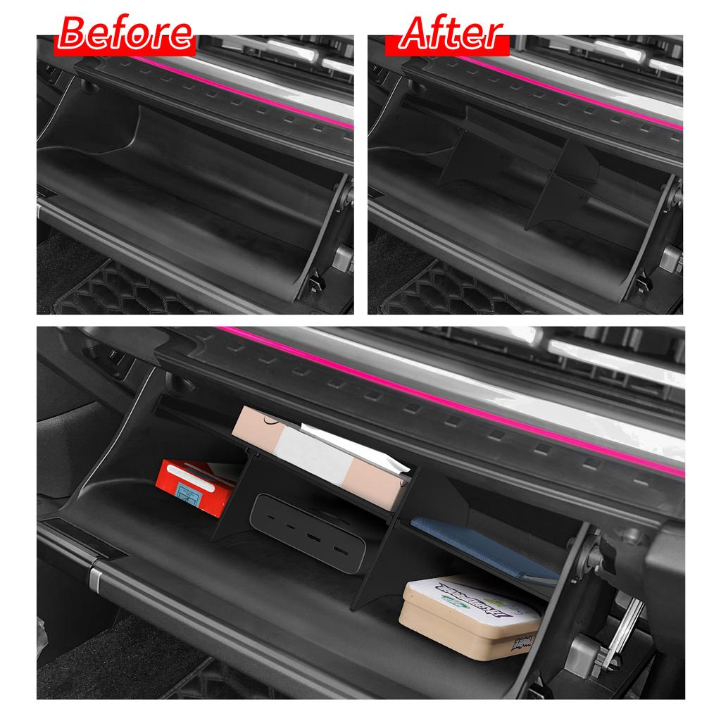 Для Hyundai Santa Fe 2025 2025 Разделитель перчаточного ящика Чехол для хранения Органайзер-лоток Аксессуары для интерьера автомобиля Черный