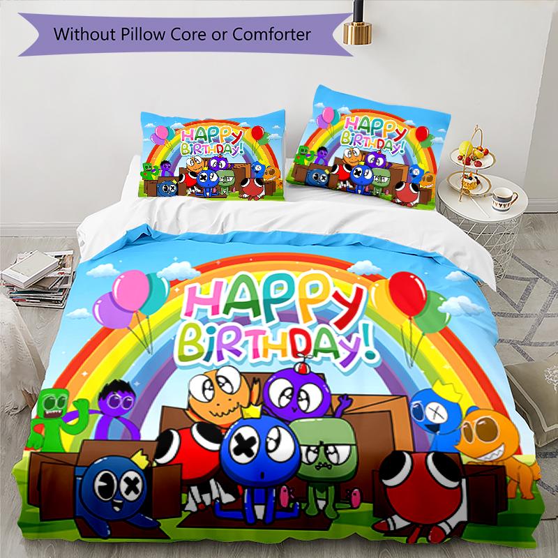 3pcs Rainbow Friends1 pattern bedding set duvet cover set includes duvet cover &pillowcases, perfect all season bedroom decoration & gift