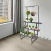 Высокая 3-ярусная подставка для растений с подвесными штангами, 100 см многоуровневая полка для цветов, прочная металлическая подставка для растений для дома, улицы, сада