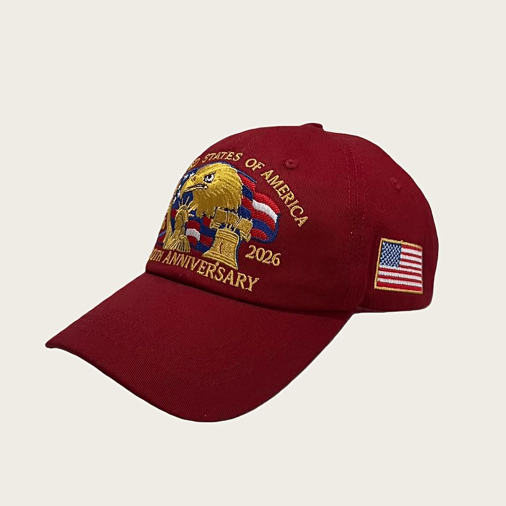 250th US Anniversary Baseball Cap, Patriotic Eagle & Flag Elements, Adjustable Sun Hat For Outdoor Everyday Wear