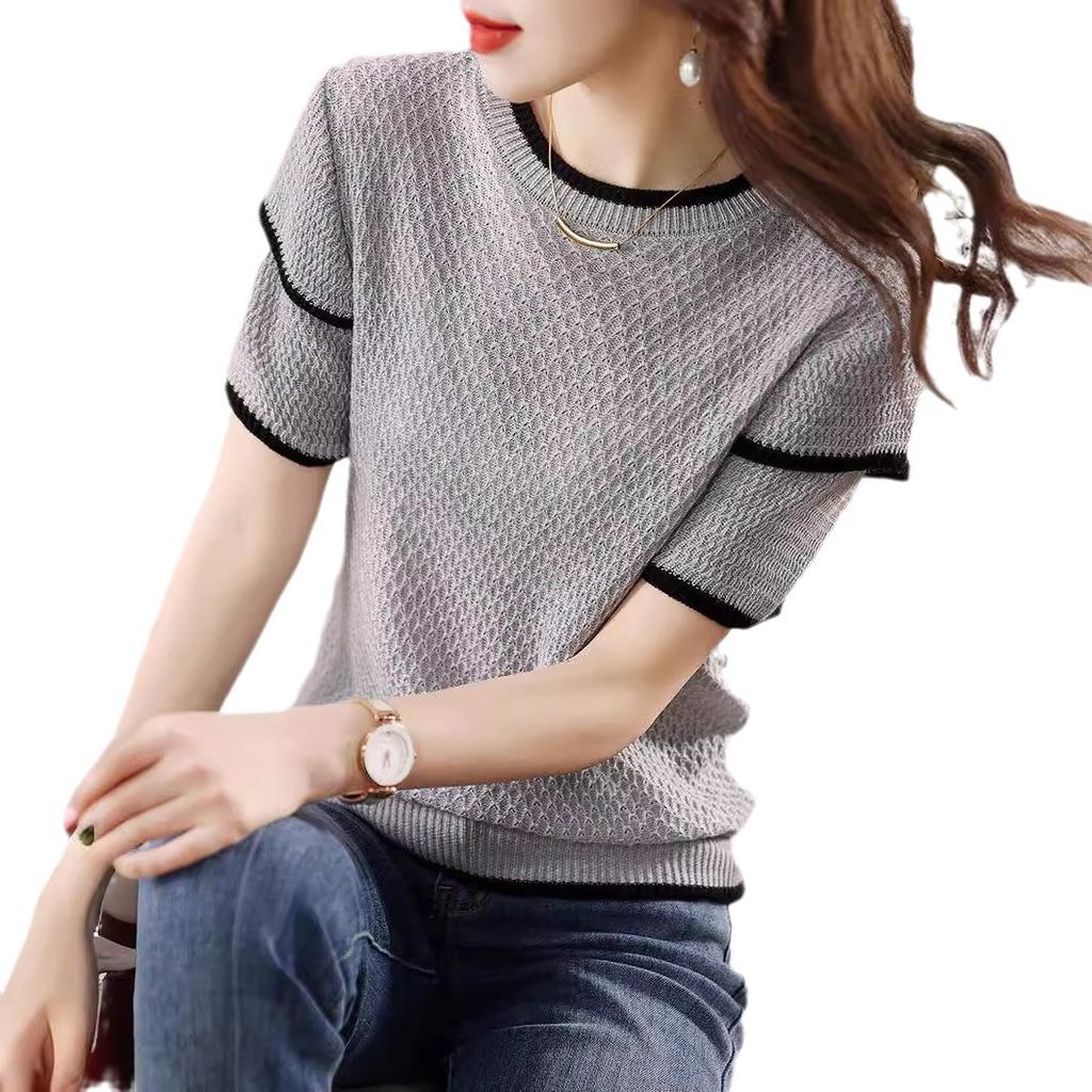 Трикотажные футболки женские с коротким рукавом весенние и летние топы