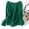 Top for Women Autumn Winter Large Size Loose Long Sleeve Knit V-neck Pullover Sweaters Top