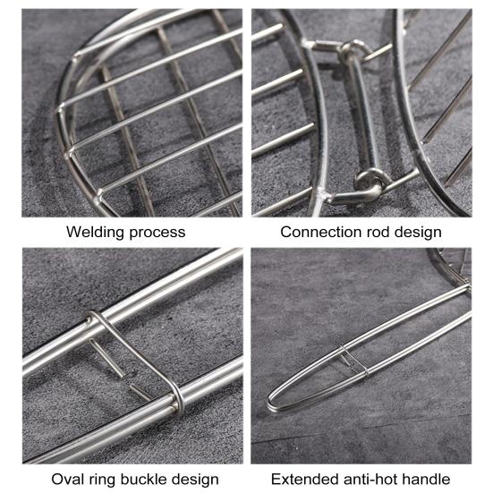 Fish Grill Basket Stainless Steel Flat Braai Grid Large BBQ Grilling Basket for Chicken Fish Steaks Vegetables Outdoor Camping Cooking Accessories