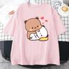 Panda Bear Bubu Dudu T Shirt Couple Tops Love You Cute Print Summer Short-Sleeved O-neck Cotton Casual Harajuku Woman Tees Daily Unisex T-shirt