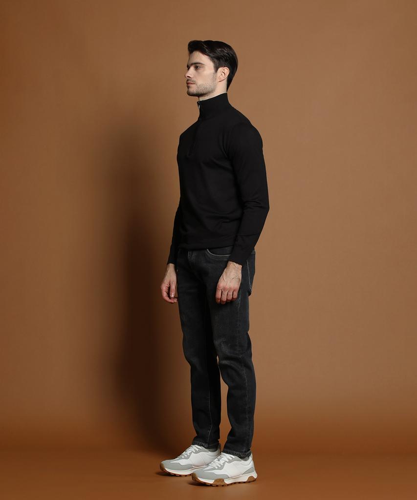 PANICALE Black Soft Half-Zip Knit (Type B)