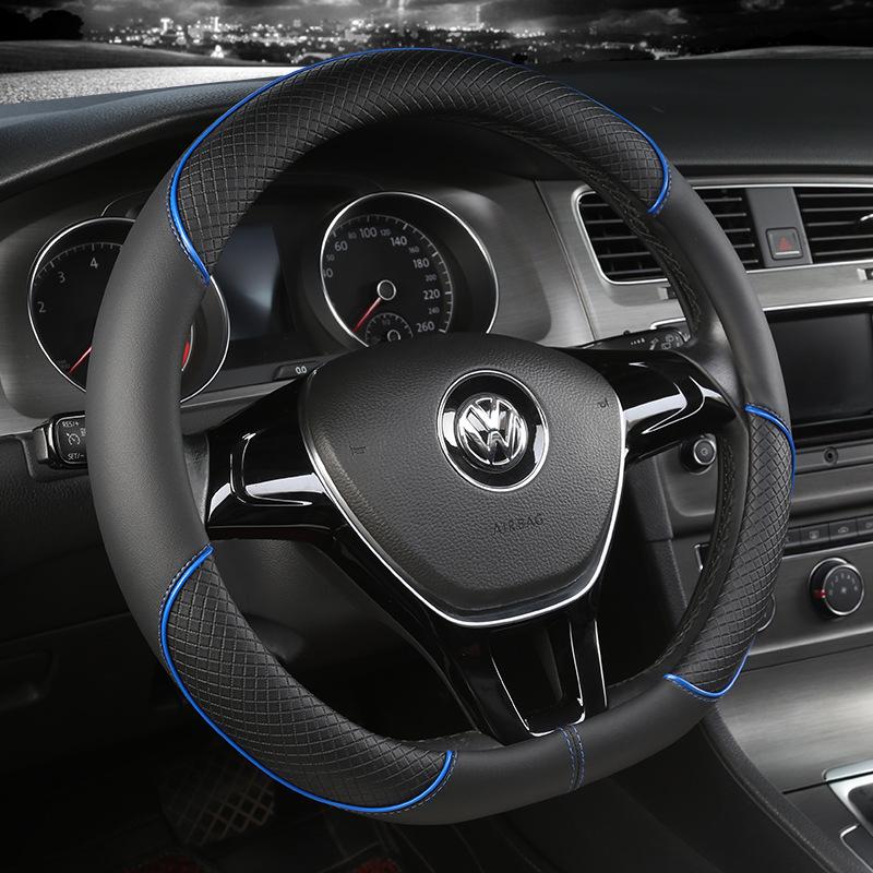 Universal All-Season Anti-Slip Leather Steering Wheel Cover for Cars, Minivans, and Pickups