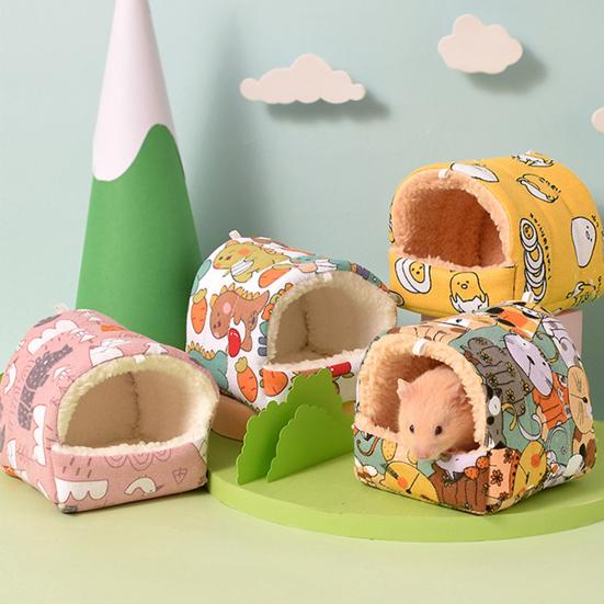 Гнездо для хомяка Теплый милый мультяшный узор Домик для морской свинки Уютное убежище для хомяка