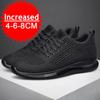 Fashion Fashion Sneakers Men Elevator Shoes Height Increase Insole 8CM Black Taller Shoes New Man Breathable Leisure Sports Plus Size 47