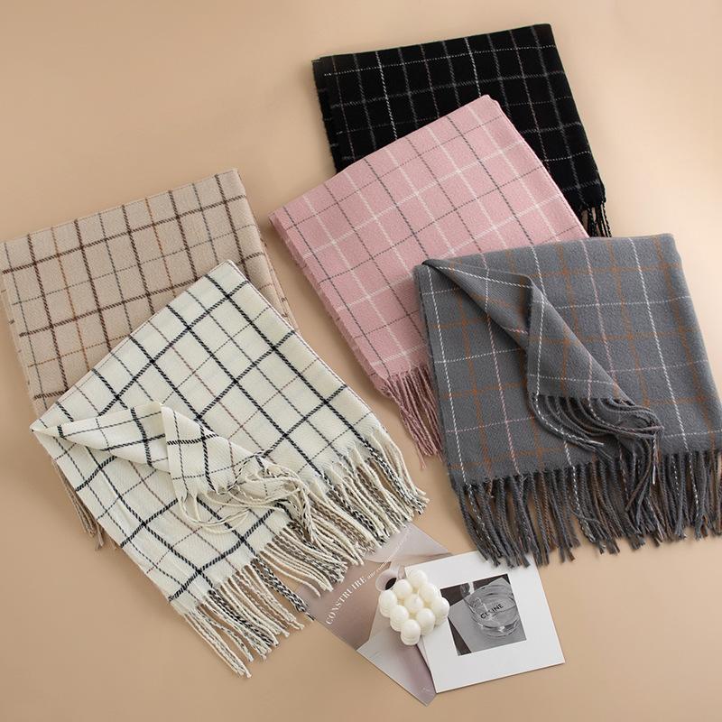 Maillard Scarf Women's Winter New Korean Style High End Retro Versatile Plaid Warm Couple Scarf