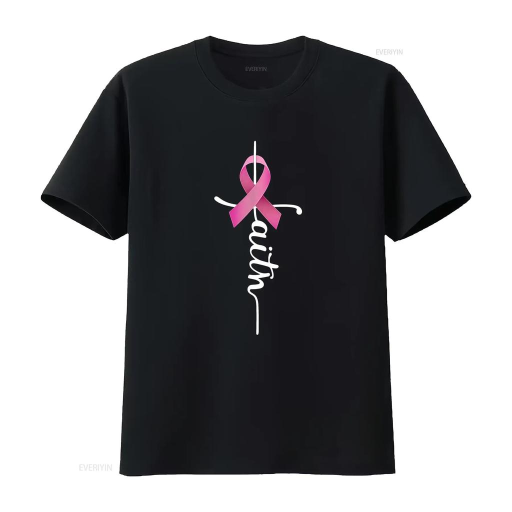 Faith Breast Cancer Awareness Ribbon Mens T Shirt vintage Washed Soft graphic designer clothes homme Stretched Slightly