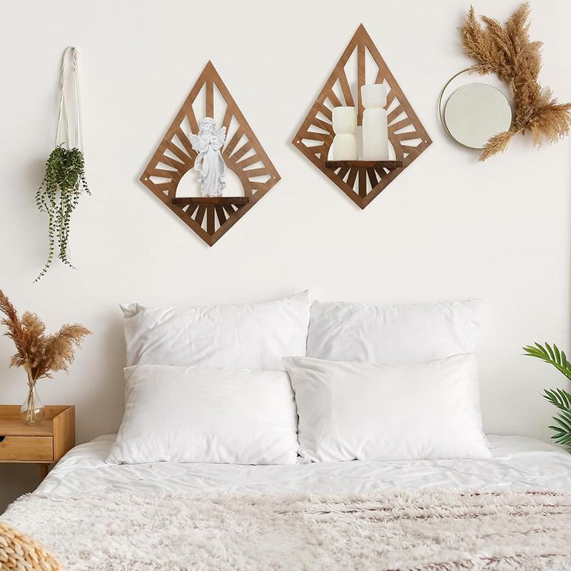 1шт сосновая геометрическая настенная рамка декоративная настенная витрина настенная подвесная стойка ретро полка для хранения свечей плавающая полка 11x14 дюймов