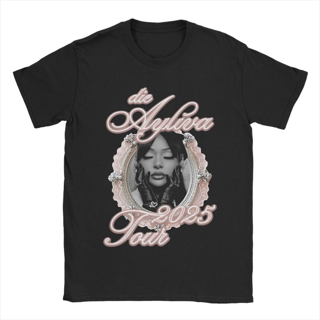 Винтажная уличная одежда Футболка Die Ayliva Tour 2025 Мужская 100% хлопок Короткий рукав Круглый вырез Летние топы