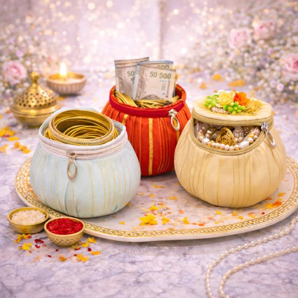 Подарочный набор Jaipur Ace Shagun Potli из 5 штук с молнией