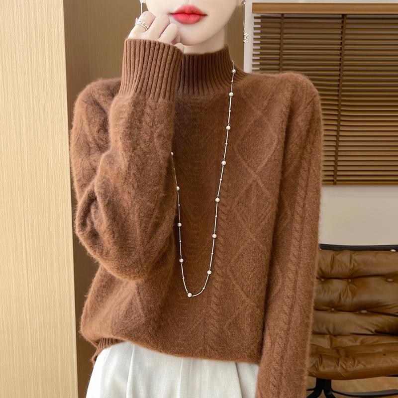 Women Sweater 100% Wool MODERN NEW SAGA Turtleneck Knit Pullover Thick Winter Jumpers Female Knit Tops