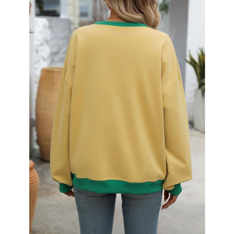 Осенне-зимняя женская однотонная свободная толстовка с круглым вырезом и вилкой