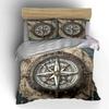 Vintage Nautical Compass Decor Set Soft Skin-Friendly Bedding Set Includes 1 Duvet Cover And 2 Pillowcase, Gift