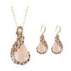 Vintage Diamond Studded Cat Eye Stone Water Droplet Necklace Earrings Creative Womens Jewelry Set Fashion Cat Eye Stone Necklace