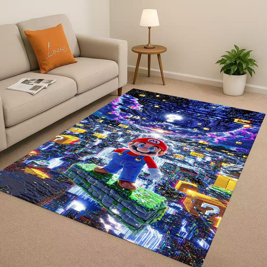 3D MINISO Mario Game Cartoon Christmas Gift Living Room Non-Slip Area Rug Carpet for Bedroom Playroom Sofa,Home Decor Doormat