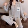 Japanese sweet two-dimensional girl style ins imitation cotton pajamas casual loungewear long sleeves trousers two-piece set