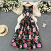 Ladies Fancy Print Vest Dress Women's Summer Dress New Arrival Tight Waist Slim Looking Elegant Elegance Large Swing Dress