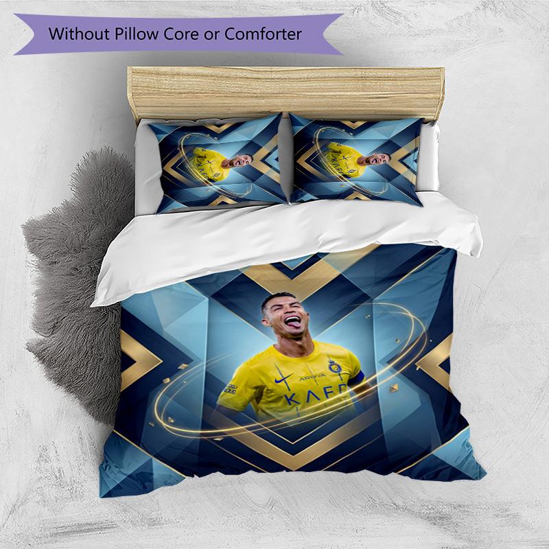 Cristiano Ronaldo Printed Bedding 3 Piece Set Cozy Breathable Bed Cover Set as Housewarming Holiday Gift