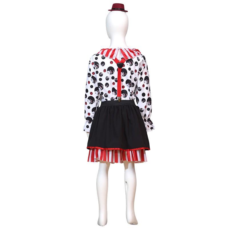 Halloween Clown Costume Kids Circus Theme Dress Cosplay Outfit Unisex Street Style