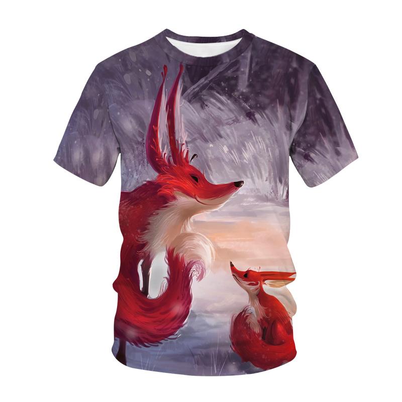 Kawaii Animals Foxes 3D Printed Kids T Shirt Fashion Casual Cartoons T Shirt Boys Girls Детская одежда для девочек
